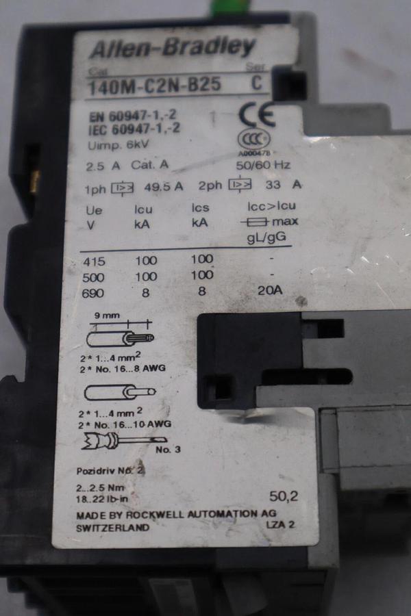 Used Allen-Bradley 140M-C2N-B25 Ser. C Circuit Protector Breaker AB STOCK K-446-A