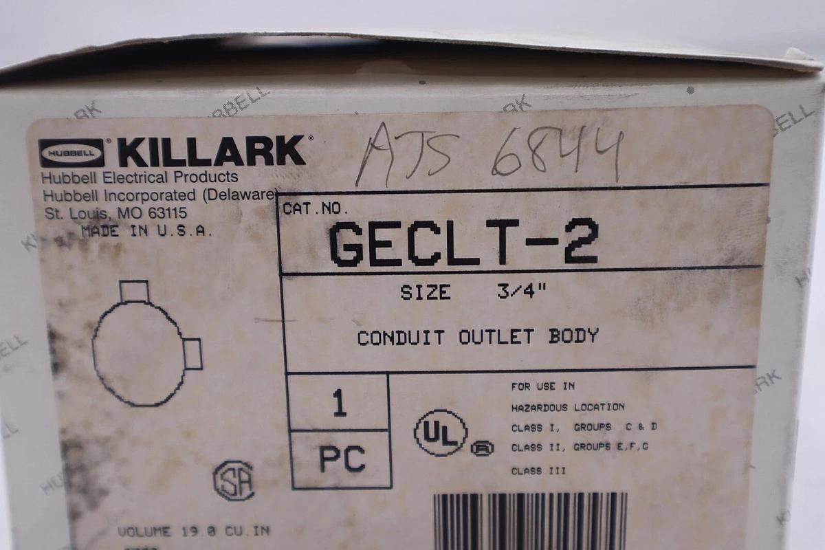 HUBBELL KILLARK GECLT-2 Conduit Outlet 3/4 in #2013-A