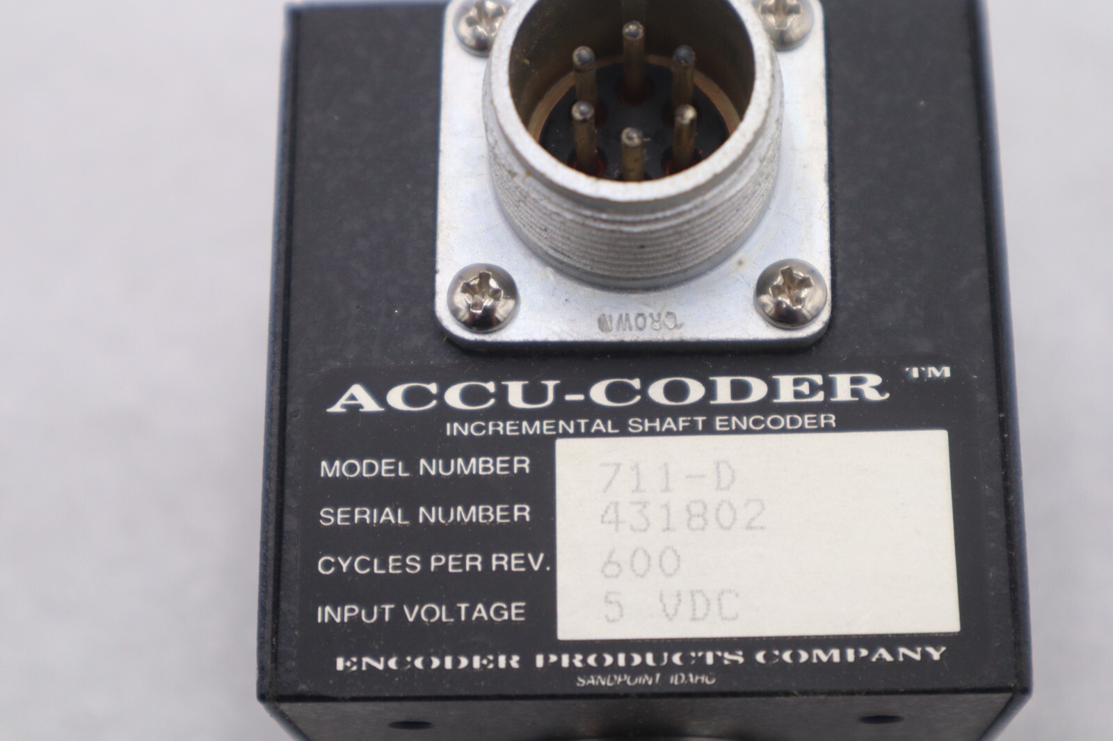 Used NEW OPEN BOX Accu-Coder 711-0.   5 VDC SHAFT ENCODER STOCK 2167-A