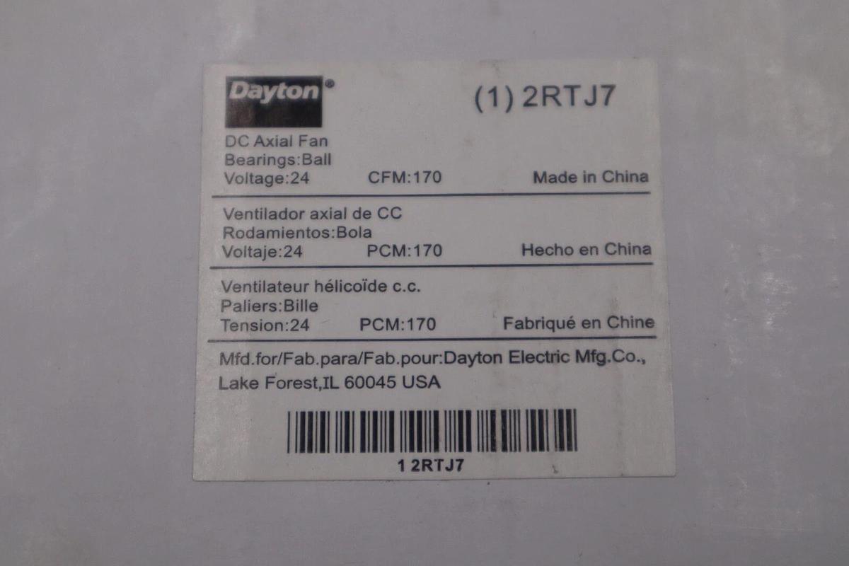 Used NEW Dayton 170CFM DC Axial Fan 2RTJ7 AMPS 0.57 Watts 13.7 STOCK H240A