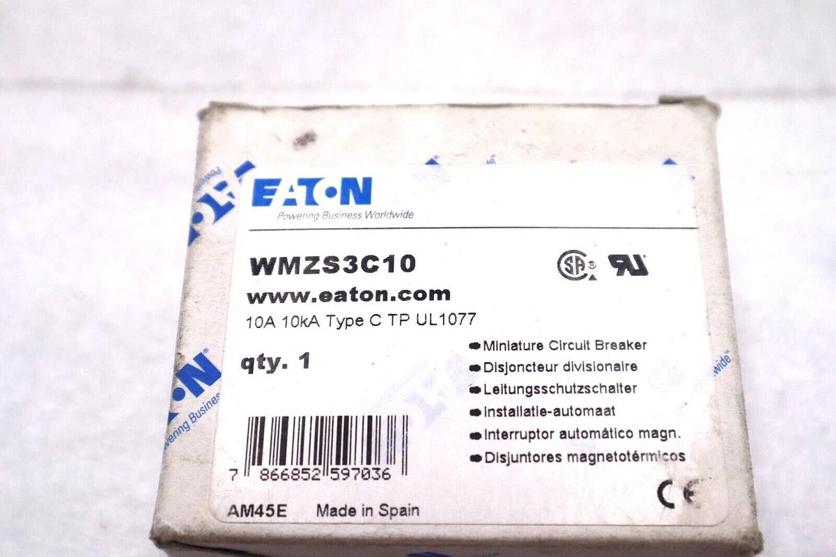 Eaton WMZS3C10 Miniature Circuit Breaker Curve 3 Pole 10 AC #K-2216