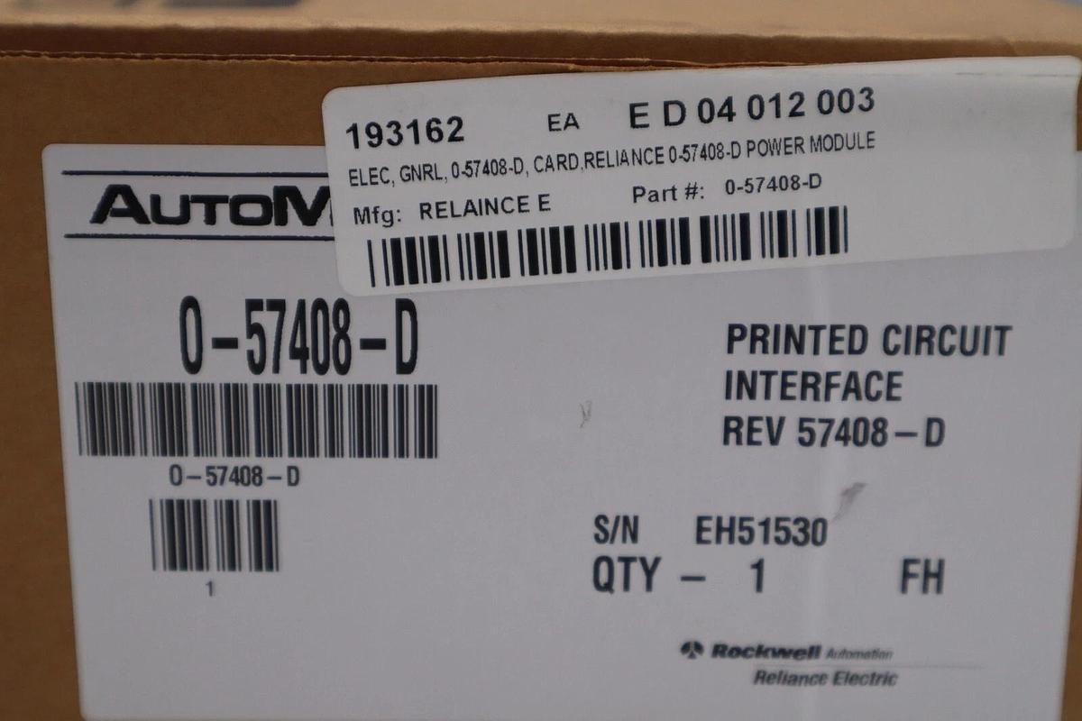 Used NEW Reliance Electric 0-57408-D/ 57408-D Power Module Interface  STOCK G267