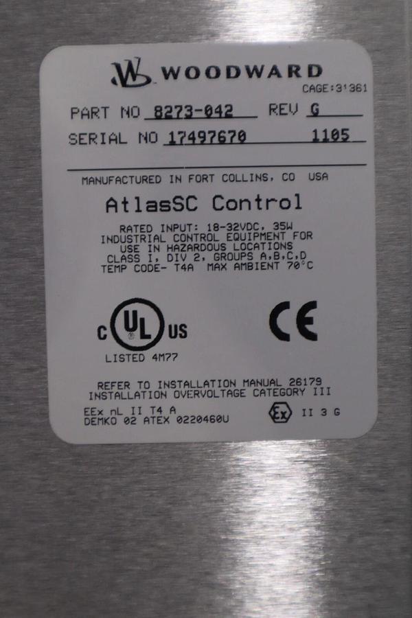 Woodward AtlasSC control , part no 8273-042 REV G NEW IN BOX UNIT STOCK G127A