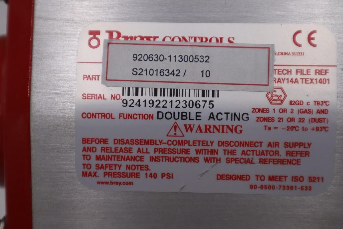Used 1 1/2" Bray 92630-11300532 Actuator W/ 6A6DR5-1200nn015KA4 Positioner NEW #5565