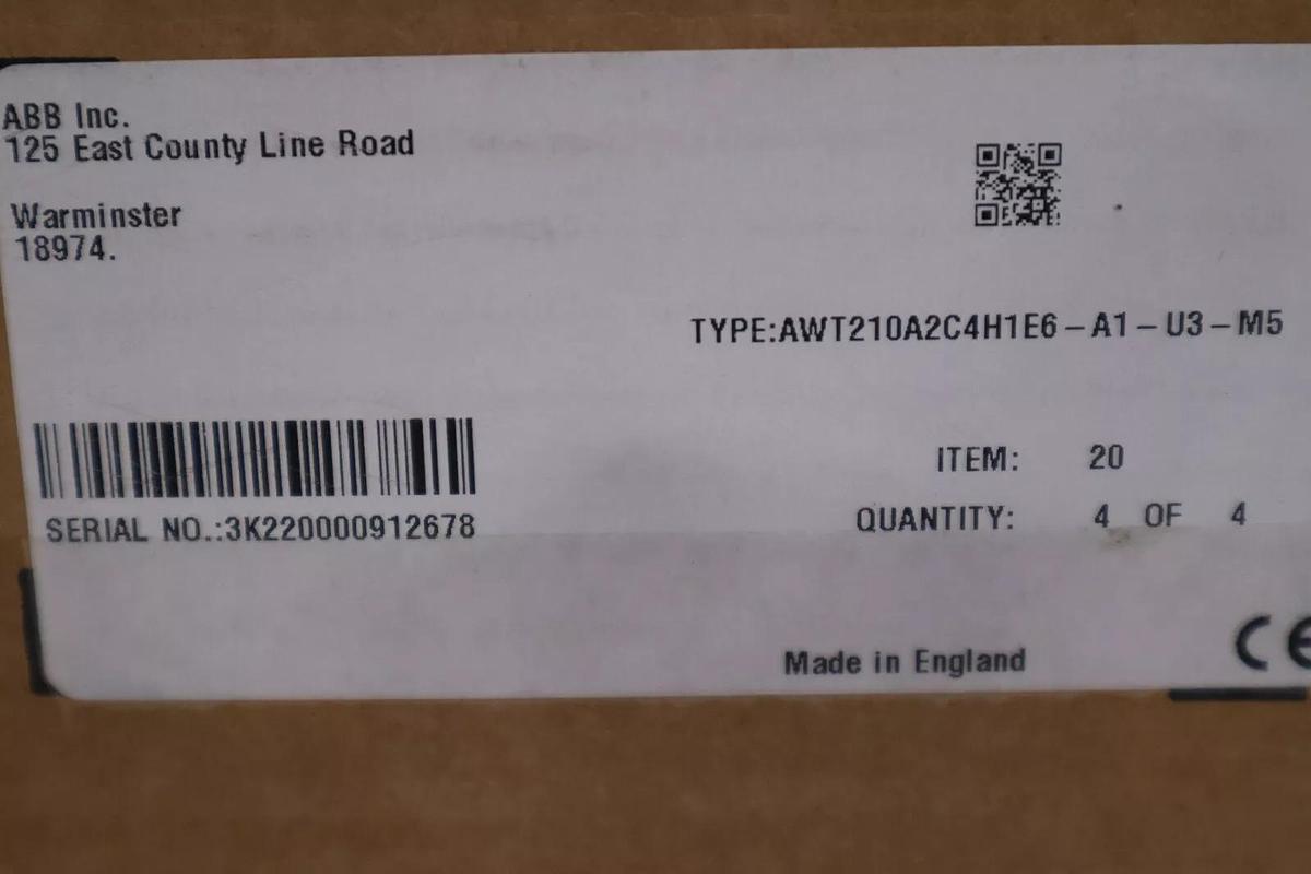 Used ABB AWT210 AWT210A2C4H1E6-A1-U3-M5 / AWT200062 2 WIRE TRANSMITTER CONTROL #G283