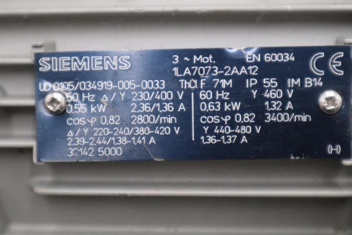 Used New Siemens 1LA7073-2AA12 Electric Motor 460B 50/60Hz STOCK H825
