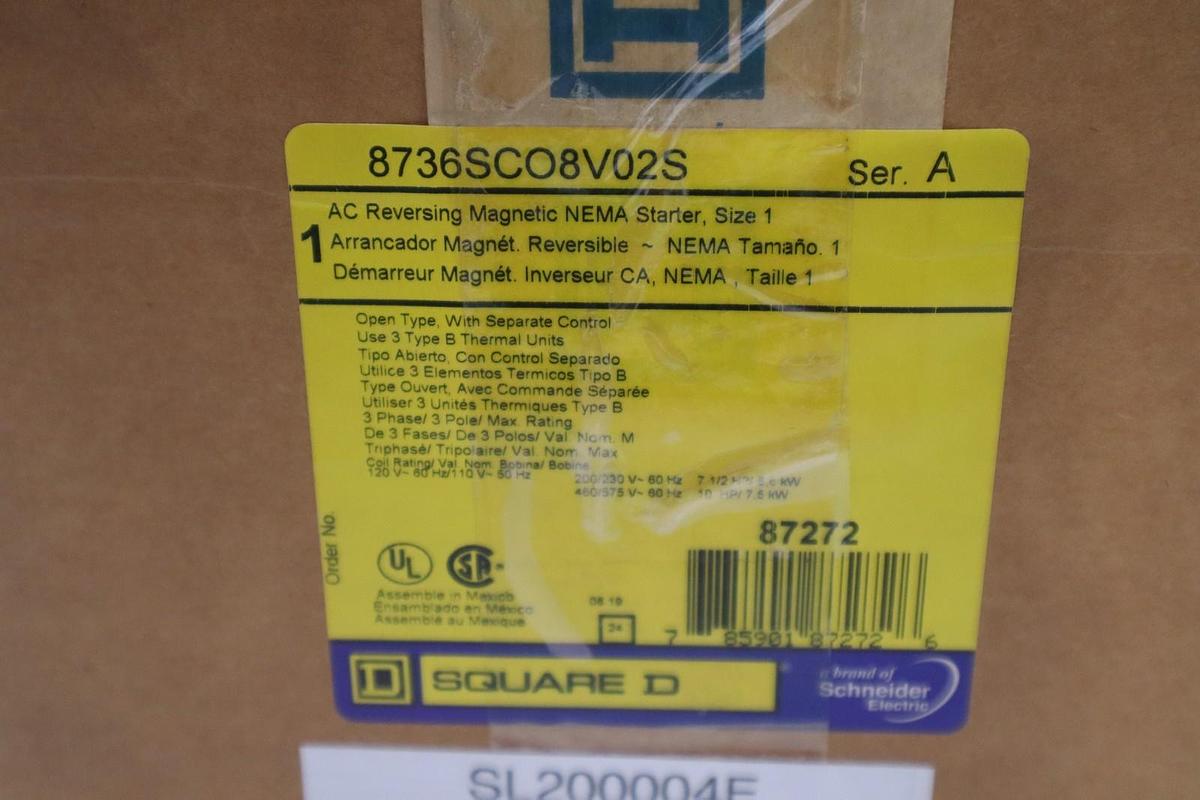 Used NEW OPEN BOX SQUARE D 8736SCO8V02S 600V REVERSING STARTER STOCK K455B