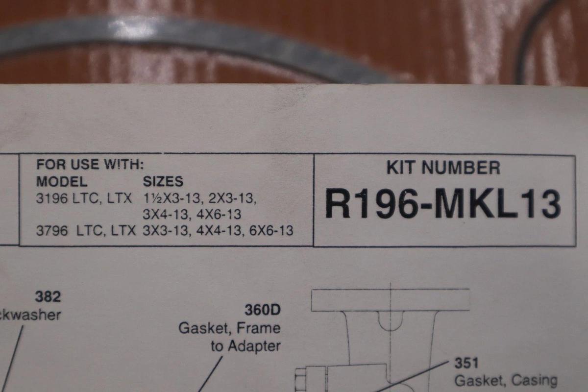 Used Gould Pumps R196-MKL13 Pump Maintenance Repair Kit - STOCK GF689