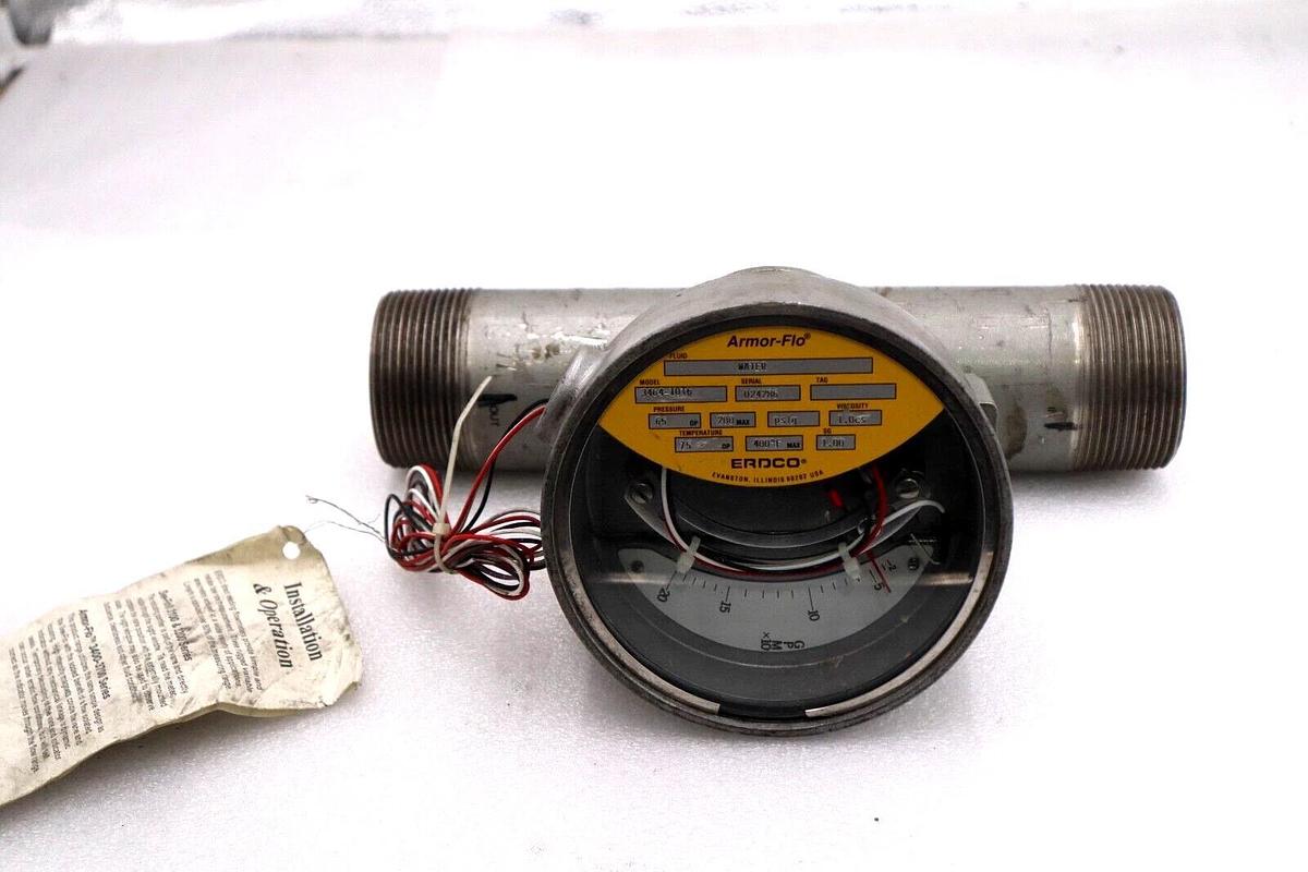 Used Erdco Armor-Flo Model 3464-10T6 Flow Meter Water 200PSIG 0 to 20 GPM x10 #2565