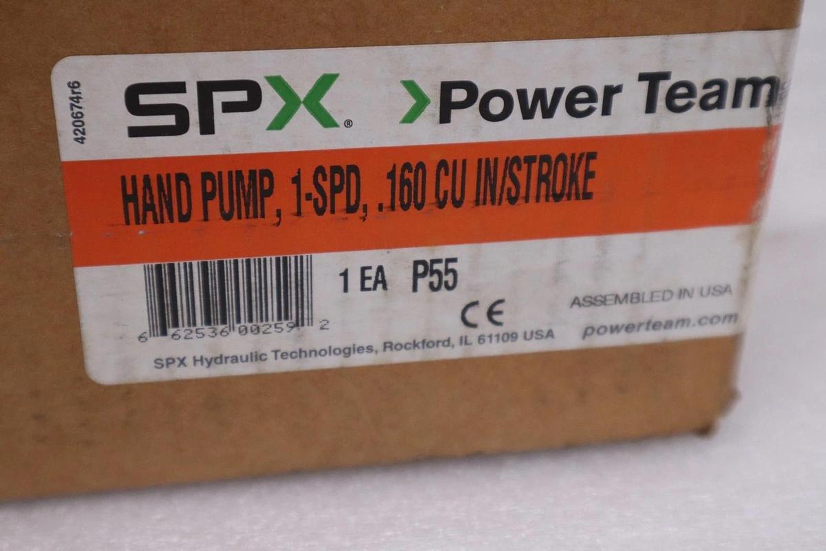 Used NEW SPX POWER TEAM P55 HYDRAULIC HAND PUMP 1-SPD .160 CU IN/STROKE STOCK GF-1183