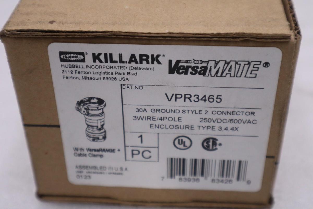 KILLARK VPR3465 30A GROUND STYLE 2 CONNECTOR 3-WIRE 4-POLE STOCK 3706CC