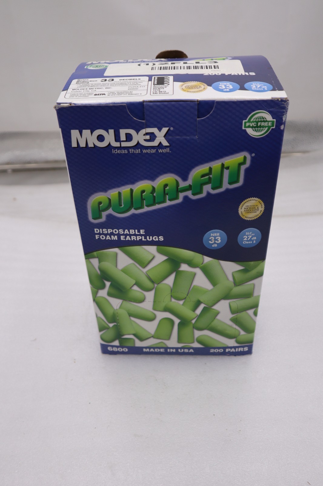 Moldex Pura Fit 6800 Earplugs Uncorded 200/Box NRR 33 STOCK H955