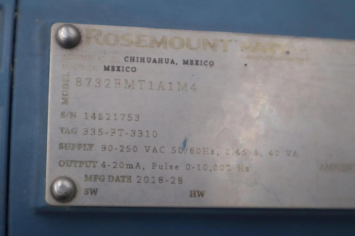 Used ROSEMOUNT 8732EMT1A1M4 MAGNETIC FLOWMETER TRANSMITTER WITH FLOWTUBE STOCK H1922