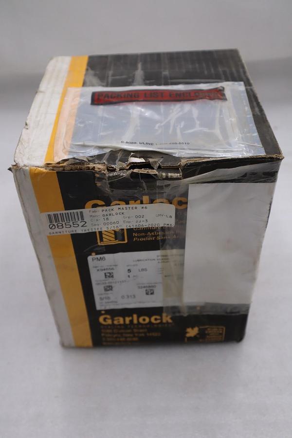 GARLOCK 7.95 MM 5/16" 5 LBS CARBON PACKING - NEW IN BOX - STOCK GF862