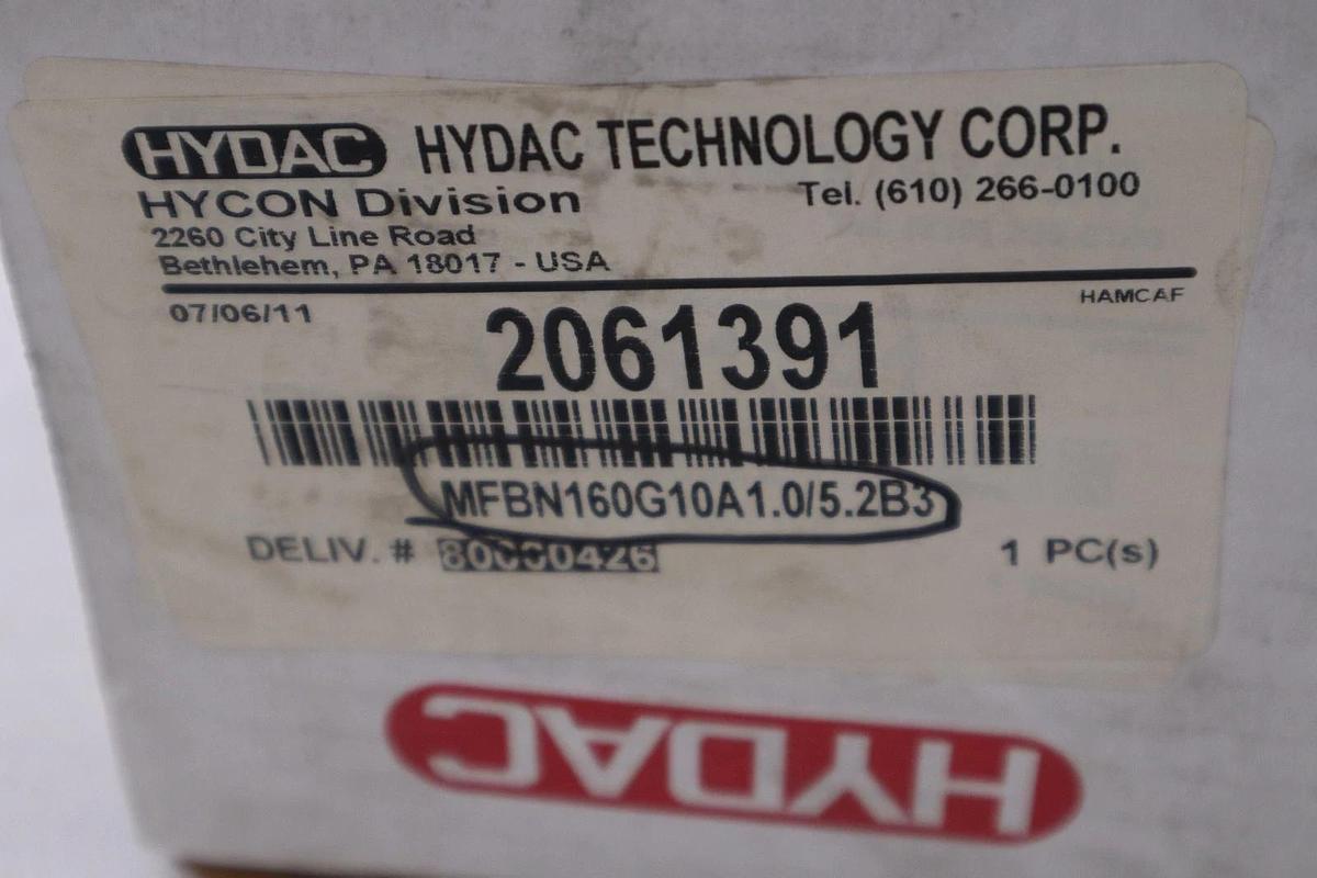 Used Hydac 2061391 Filter Assy MFBN160G10A1.0/5.2B3 - STOCK GF464