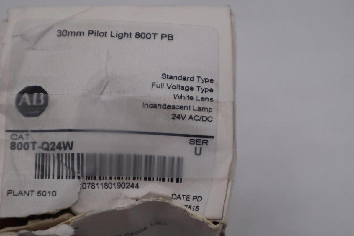 Used NEW Allen Bradley 800T-Q24W white pilot light Ser U 24V STOCK G704A