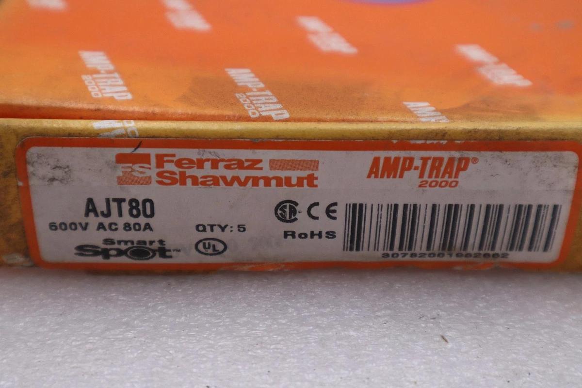 Used BOX OF 5 - FERRAZ SHAWMUT AJT80 Dual-Element Time-Delay 80A - STOCK GF310A