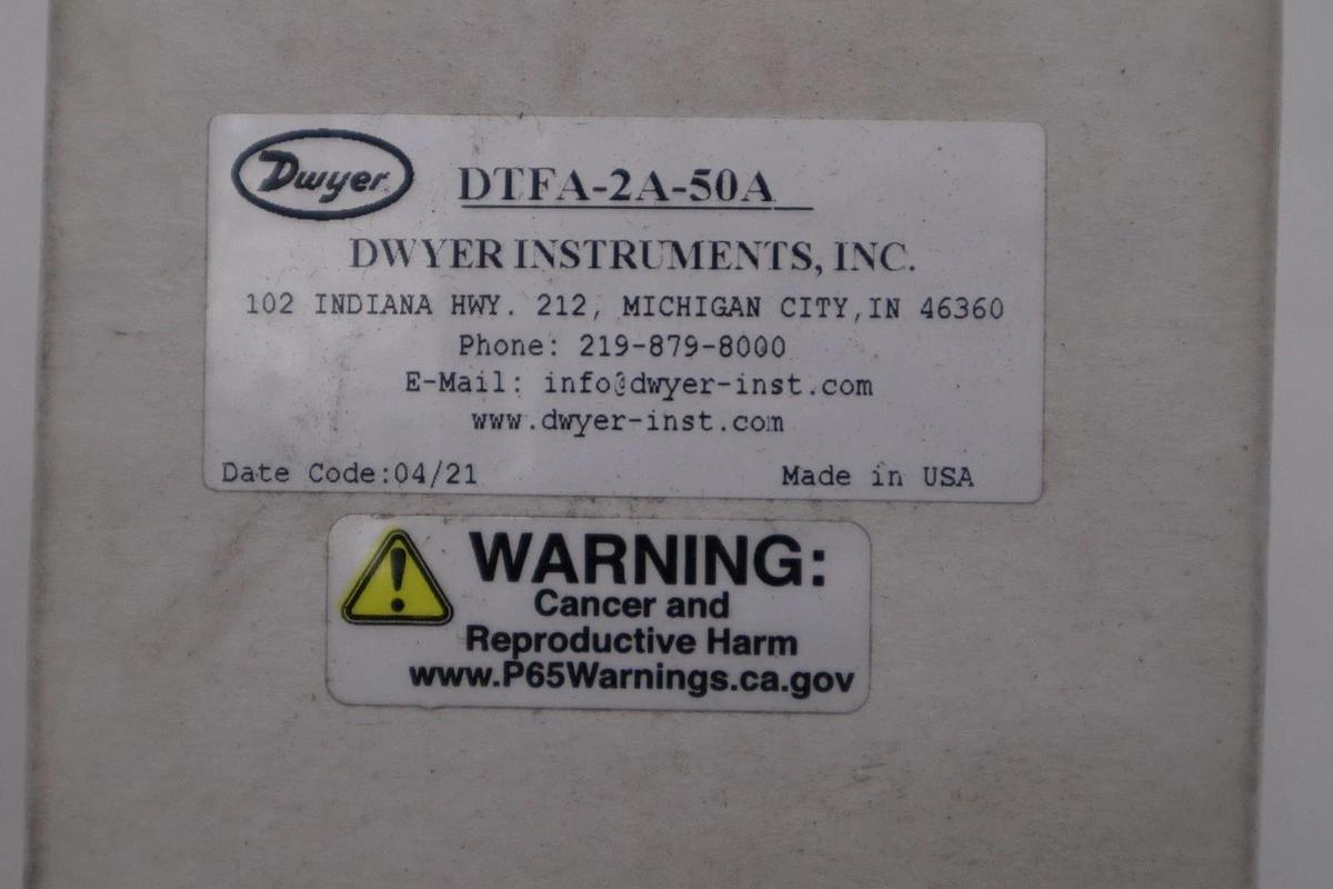 Used DWYER DTFA-2A-50A AIR FLOWMETER 3000PSI 50SCFM - STOCK GF114A