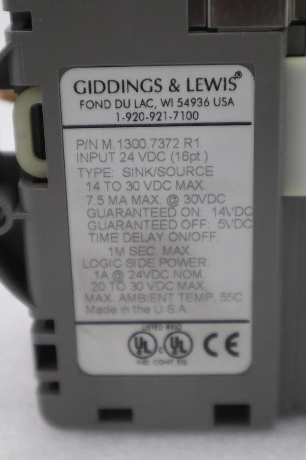 Used GIDDINGS & LEWIS M.1300.7372 R1 Input Module 24VDC SINK/SOURCE STOCK 643-D