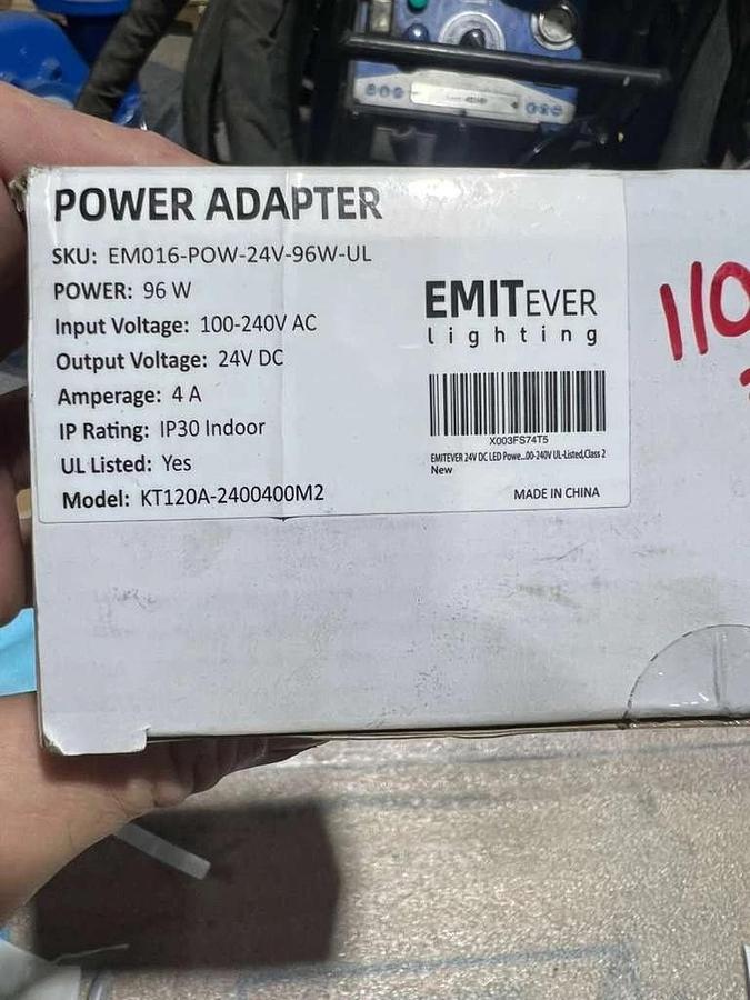 Used Emitever AC/DC AdapterModel KT120A-2400400M250/60HzOutput: 24v. 4A STK L817CC