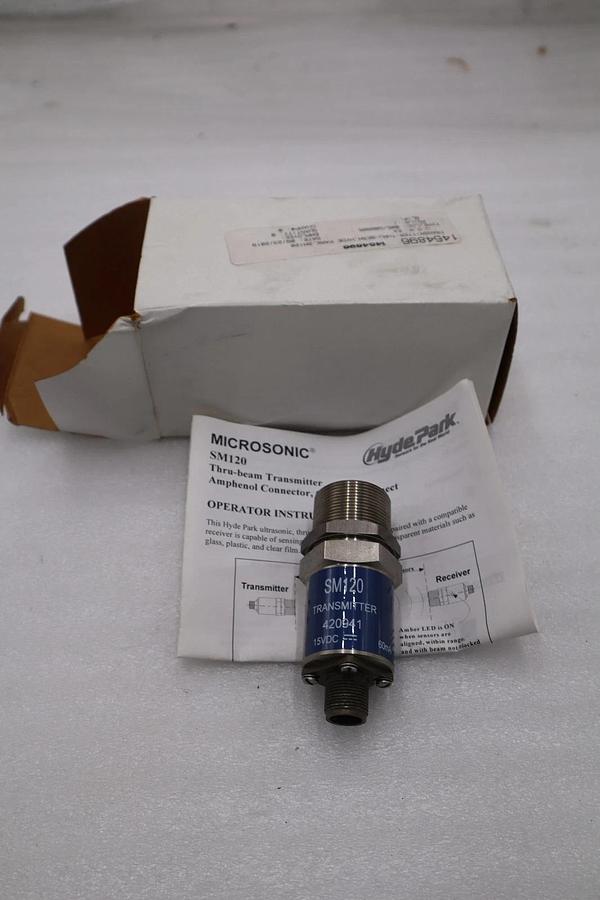 SCHNEIDER ELECTRIC SM120 THRU BEAM TRANSMITTER 15 VDC 60 MA MICROSONIC #H693A