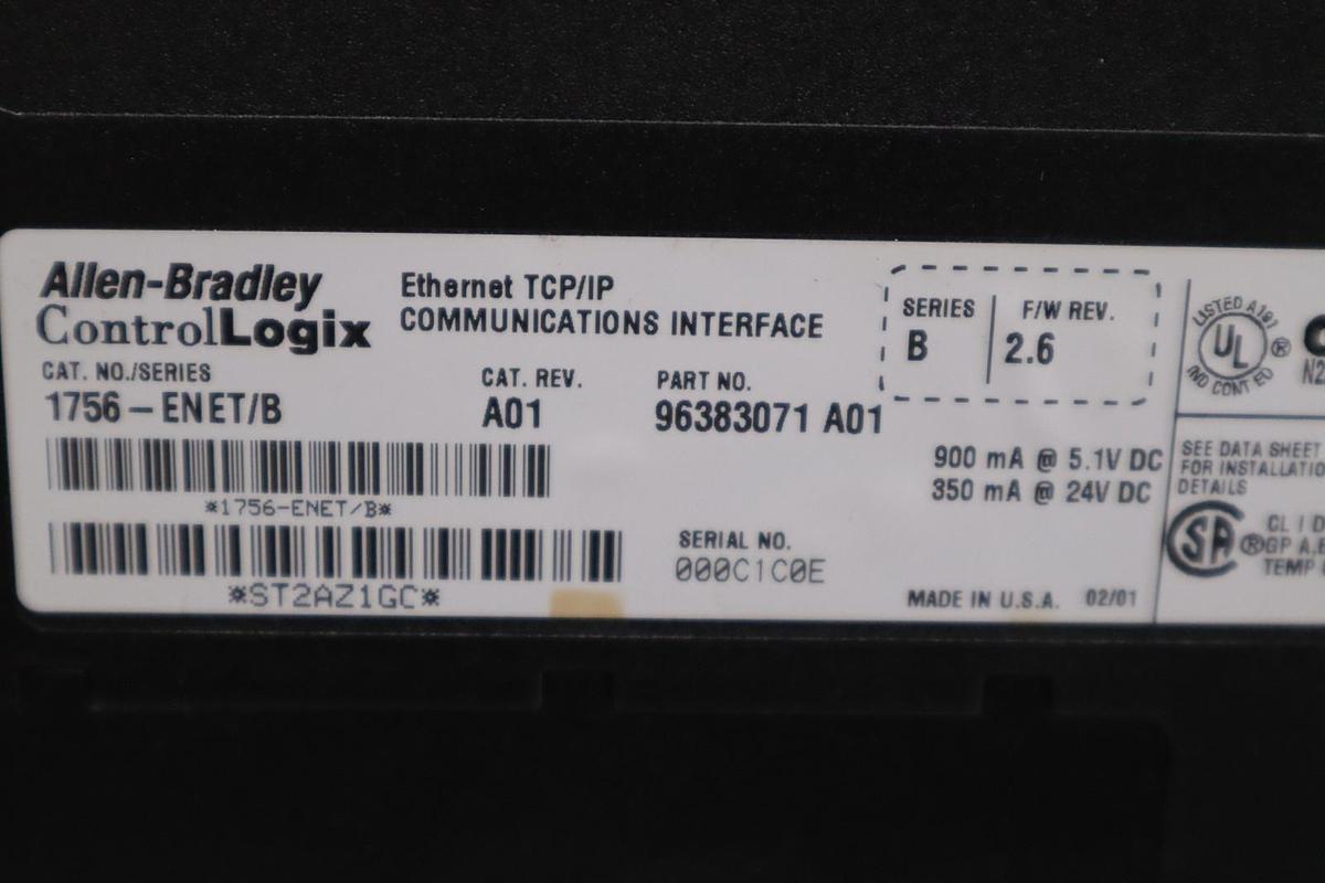 Used ALLEN BRADLEY 1756-ENET SER. B F/W 2.6  CAT A01 - STOCK GF834