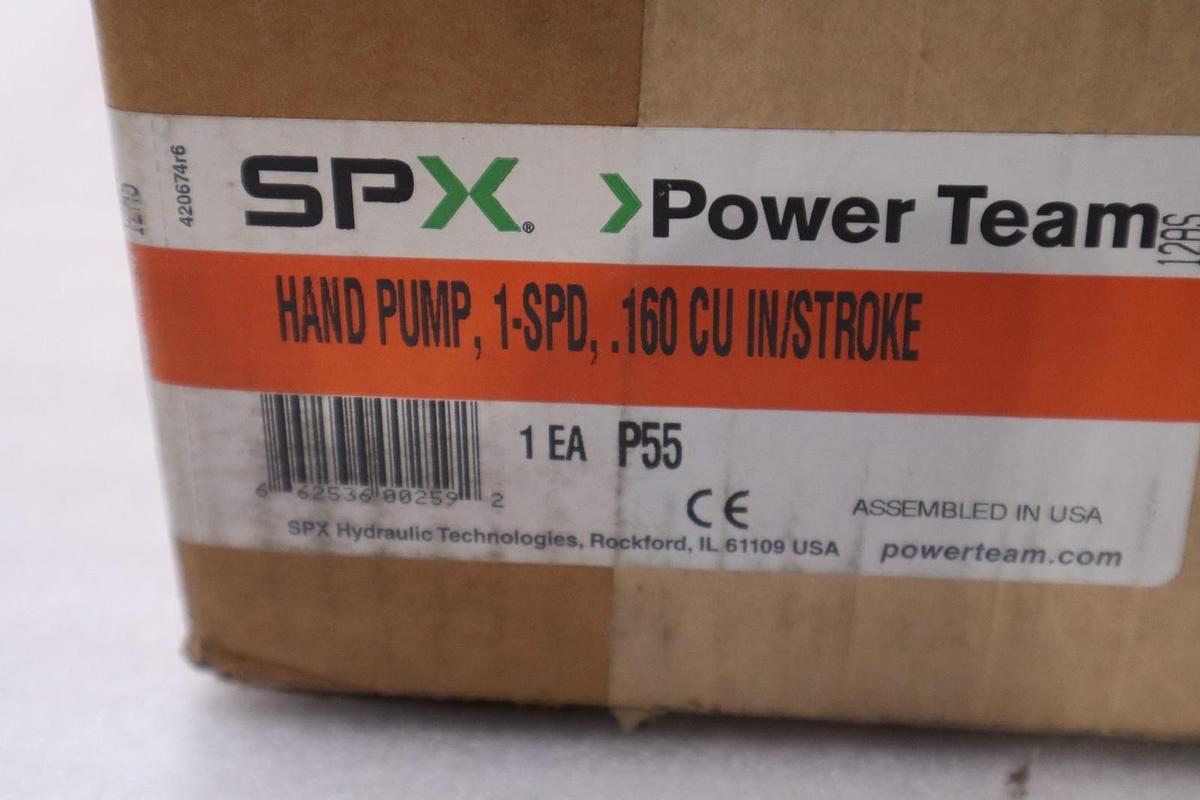 NEW SPX POWER TEAM P55 HYDRAULIC HAND PUMP 1-SPD .160 CU IN/STROKE STOCK GF-1183