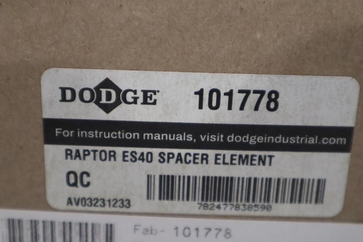 Used DODGE 101778 RAPTOR ES40 SPACER ELEMENT - NEW UNIT - STOCK GF930