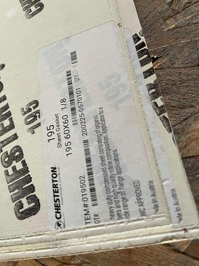 CHESTERTON 195 60X60 1/8" GASKET SHEETS (LOT OF 9 SHEETS) STOCK W-1