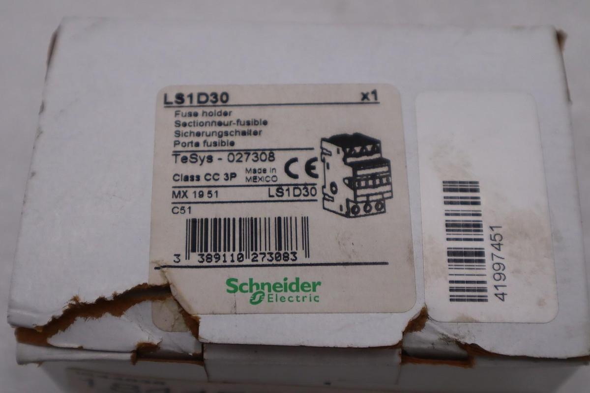 New Schneider Electric LS1D30 Fuse Holder TeSys-027308 Class CC 3P 30A #H1088A