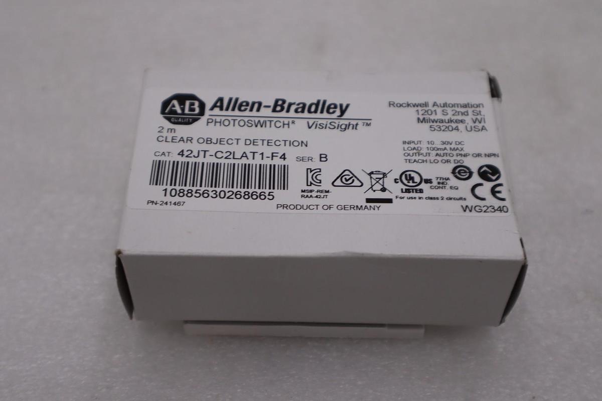 Allen Bradley 42JT-C2LAT1-F4 PHOTOELECTRIC SENSOR 42JT CLEAR OBJECT STOCK H1021A