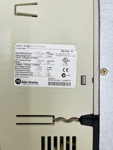 Used Allen Bradley 20BD011A0AYNAND0 Ser A PowerFlex 700 AC Drive 480V 7.5HP #K-1667