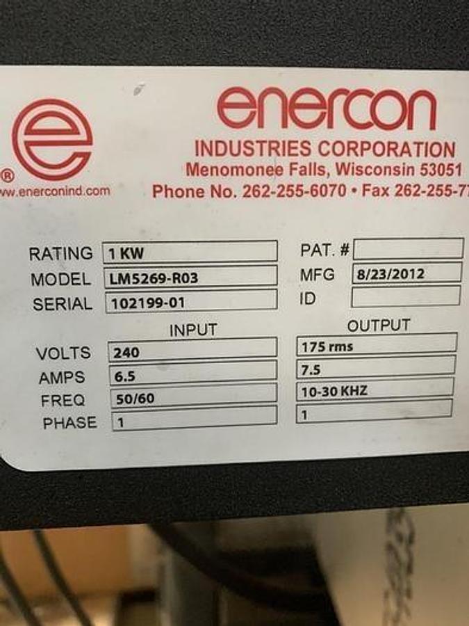 Used 6" ENERCON CORONA TREATER STATION MANUFACTURED 2012