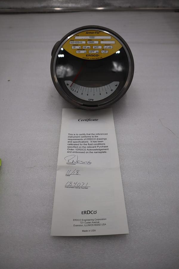 NEW ARMOR-FLO 3461-02T0-11 SERIAL 184071 FLOW METER STOCK G417A