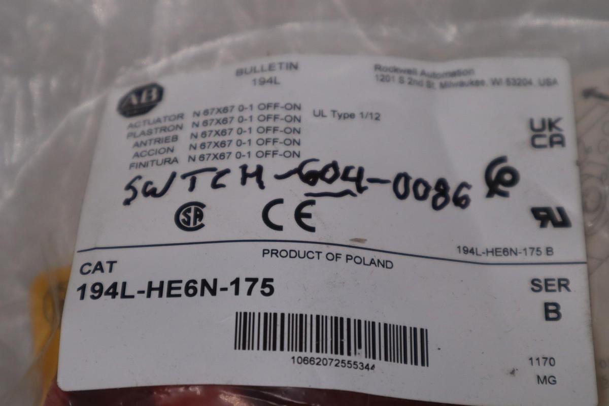 Used LOT OF 5 - New AB Allen-Bradley 194L-HE6N-175 Actuator STK GF368A