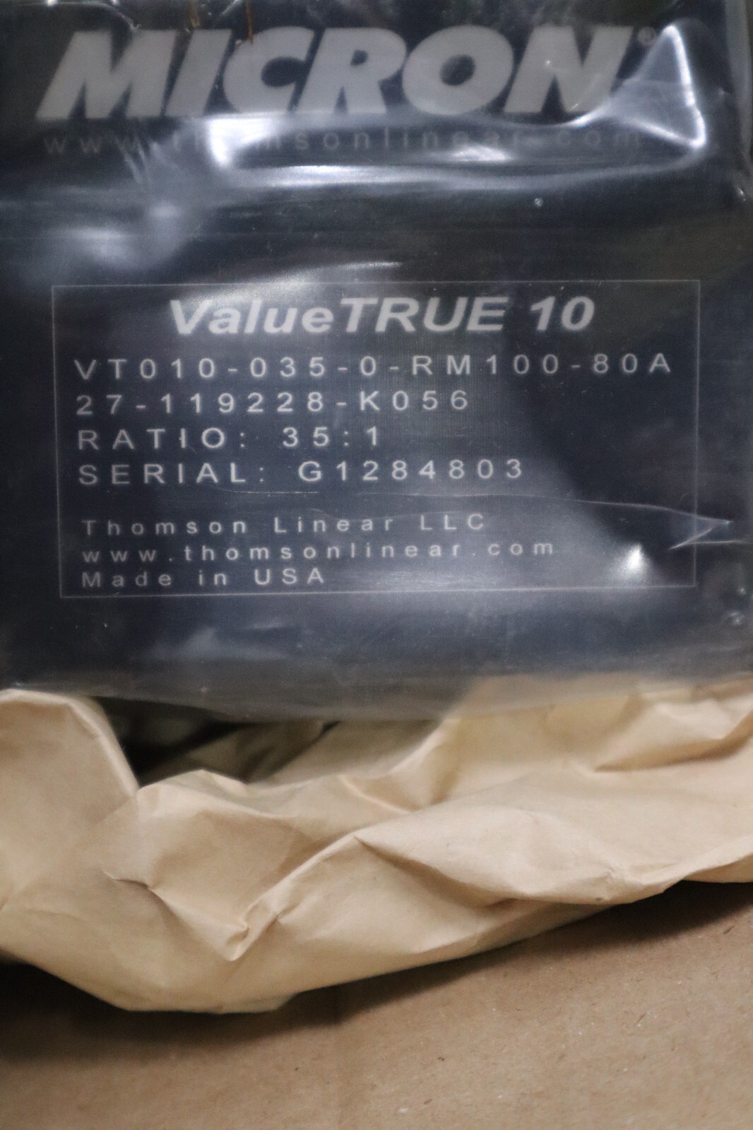 VALUETRUE 10 VT010-035-0-RM100-80A/VT0100350RM10080A PLANETARY GEARBOX #K-1555-A