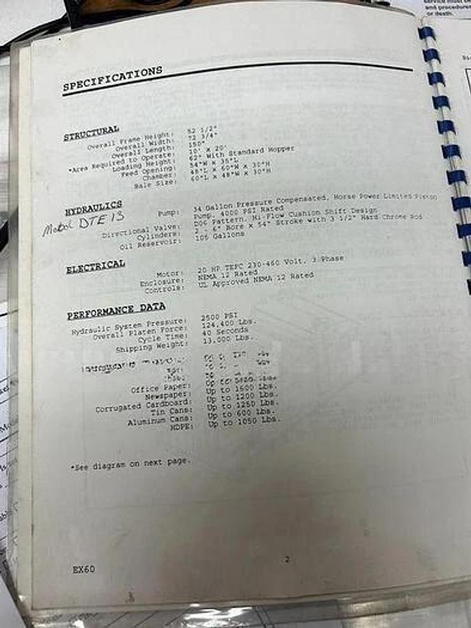 Used EXCEL EX-60 CLOSED DOOR DUAL 6" CYLINDER HORIZONTAL BALER