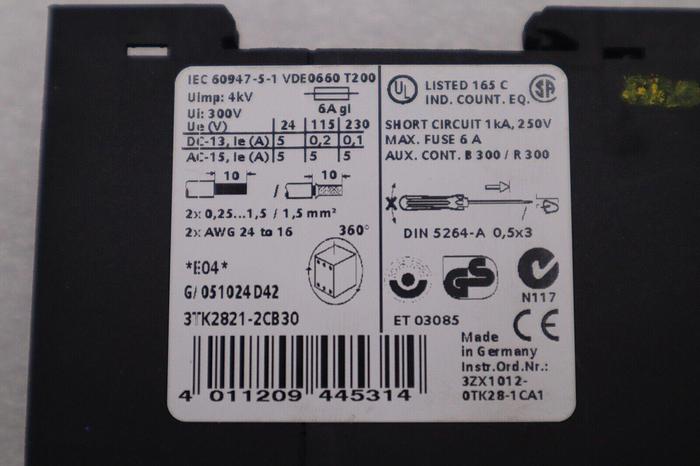 Used SIEMENS 3TK2821-2CB30 SAFETY RELAY STOCK L-304C