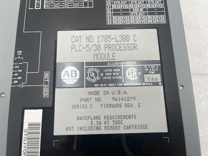 NEW NO BOX ALLEN BRADLEY PROCESSOR PLC 5/30 1785-L30B SER C NO KEY STOCK 3703
