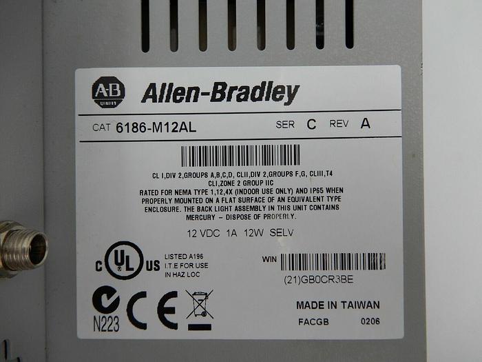 Used ALLEN BRADLEY HMI 6186M12AL SERIES C REV A 1200M VERSAVIEW STOCK 627