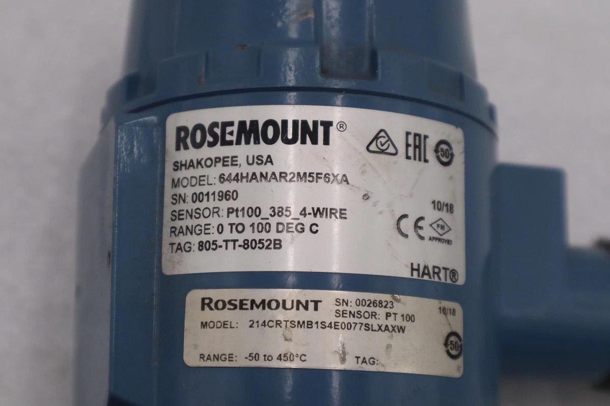 Used Rosemount 214C Temperature Sensor 214CRTSMB1S4E0077SLXAXW -50 TO 450 C #H1918
