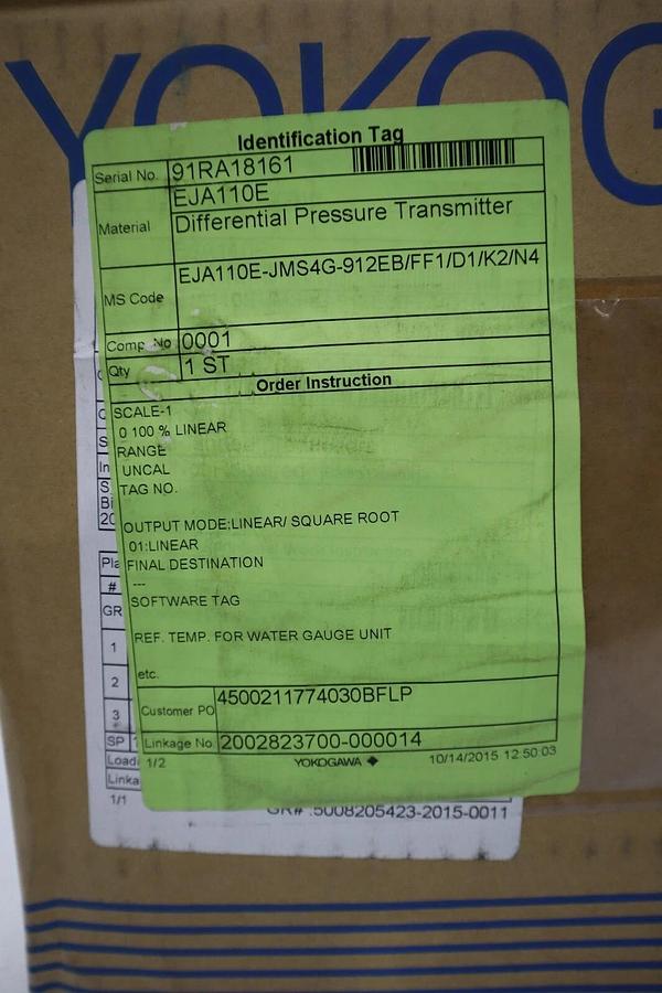 YOKOGAWA EJA110E-JMS4G-912EB/FF1/D1/K2/N4 / EJA110EJMS4G912EBFF1D1K2N4 NEW #G126
