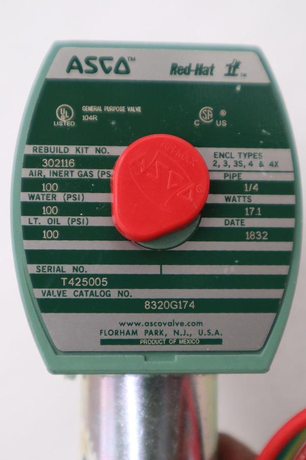 Used NEW NO BOX ASCO 8320G174 solenoid valve 1/4" NEW WITH BOX STOCK H1178A