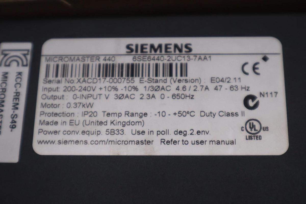 Used 6SE6440-2UC13-7AA1 NEW SIEMENS MICROMASTER 440 Inverter NEW IN BOX STOCK GF-1385