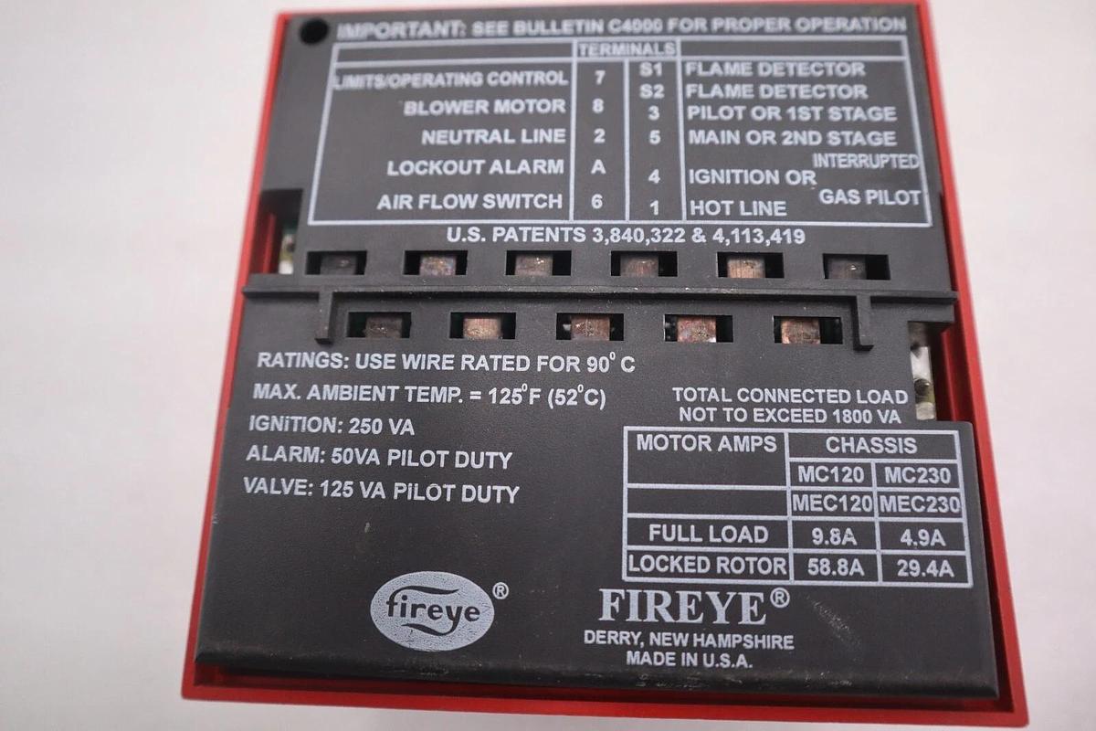 Used Fireye MC120 Chassis  Fire Burner Control Program Module MP100 STOCK K-2838