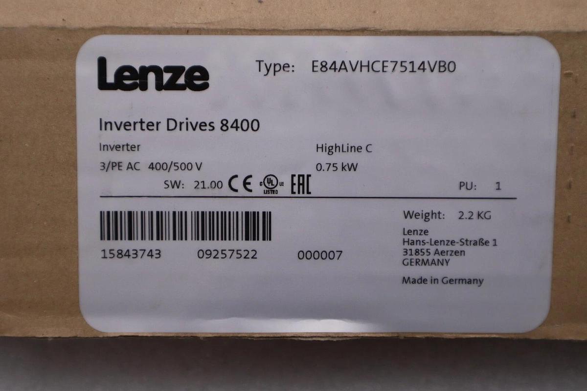 NEW LENZE E84AVHCE7514VB0 INVERTER DRIVE 8400 HIGHLINE C SERIES STOCK 5197