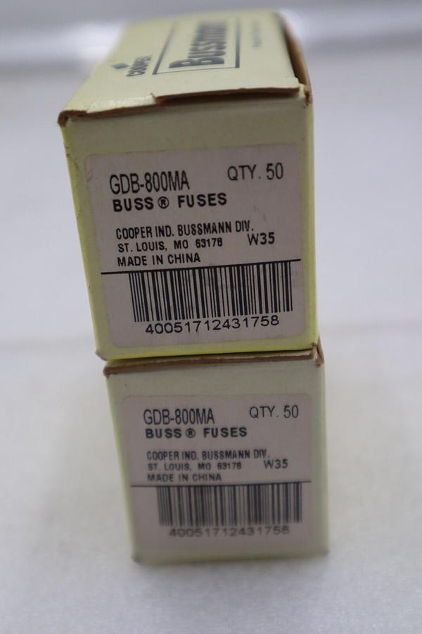 Used Cooper Bussman GD8-800MA Buss Fuse Glass Cartridge #K-2229