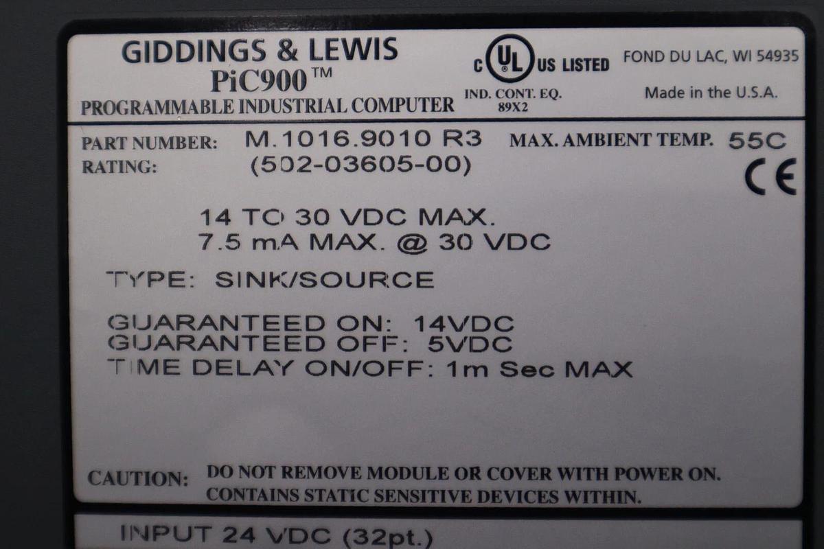 Used GIDDINGS & LEWIS M.1016.9010 R3/ 502-03605-00 PiC900 STOCK 328-C