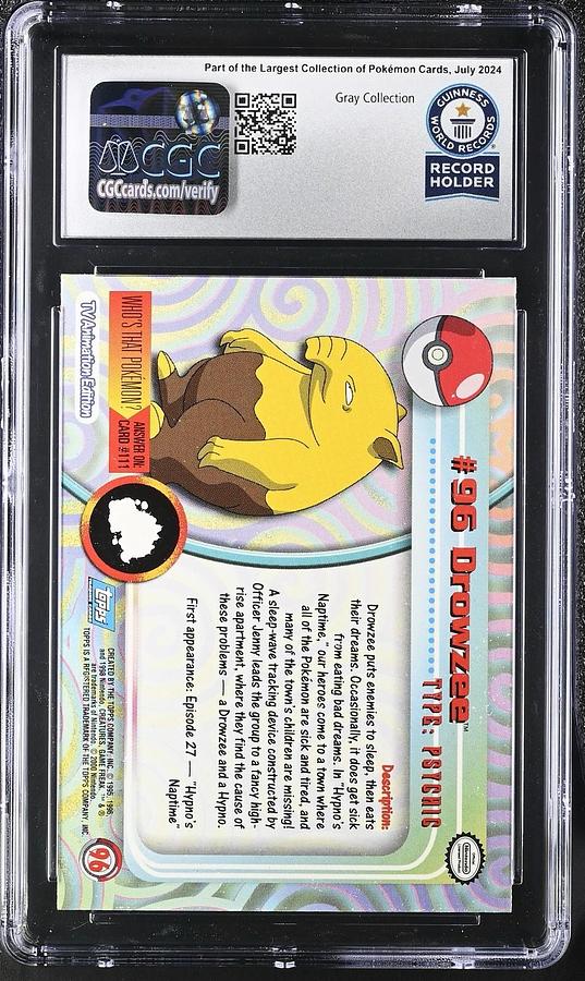 Used 2000 TOPPS POKEMON TV ANIMATION SERIES 2 #96 DROWZEE CGC WORLD RECORD 1/1