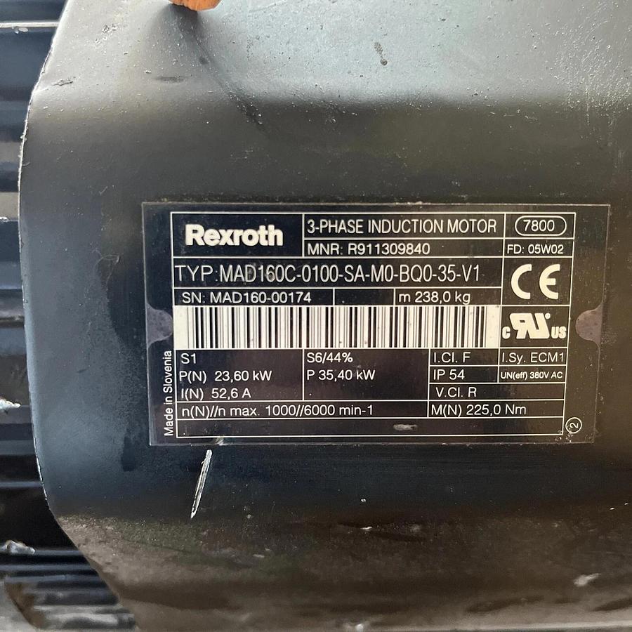 Used Rexroth R911309840 Servo 3ph Induction Motor MAD160C-0100-SA-M0-BQ0-35-V1 #HP110